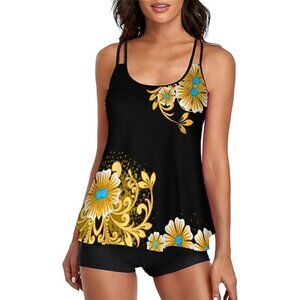 Urchics Two-Piece Size Medium Swimsuit Tank Top Boyshorts Flowy